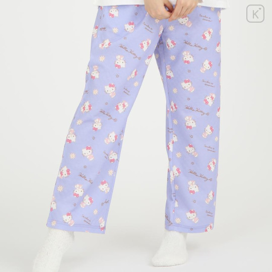 Japan Sanrio T-shirt Pajamas (L) - Hello Kitty / Ivory & Purple - 6