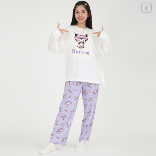 Japan Sanrio T-shirt Pajamas (M) - Kuromi / Ivory & Purple - 1