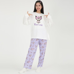 Japan Sanrio T-shirt Pajamas (M) - Kuromi / Ivory & Purple