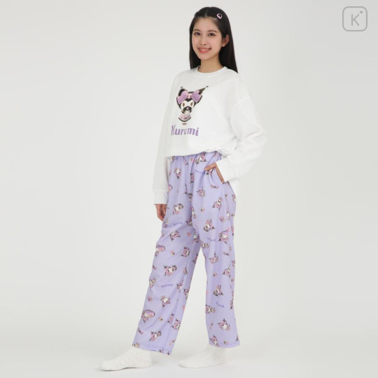 Japan Sanrio T-shirt Pajamas (M) - Kuromi / Ivory & Purple - 2