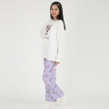 Japan Sanrio T-shirt Pajamas (M) - Kuromi / Ivory & Purple - 3