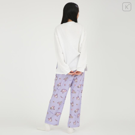 Japan Sanrio T-shirt Pajamas (M) - Kuromi / Ivory & Purple - 4