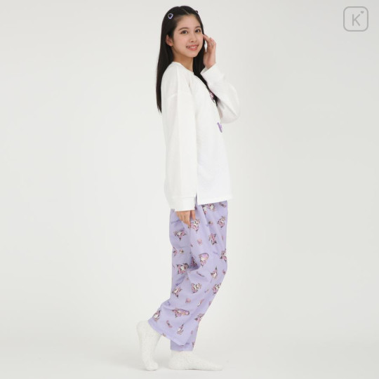 Japan Sanrio T-shirt Pajamas (L) - Kuromi / Ivory & Purple - 5