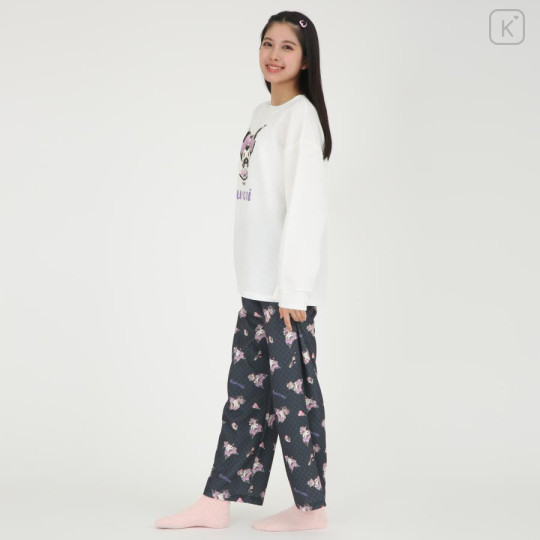 Japan Sanrio T-shirt Pajamas (M) - Kuromi / Ivory & Black - 2