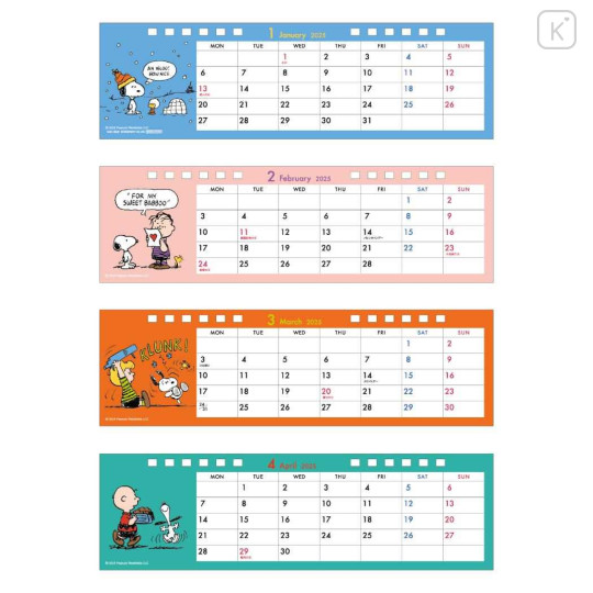 Japan Peanuts Slim Desk Calendar - Snoopy / 2025 - 2