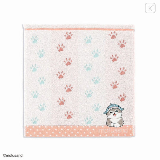 Japan Mofusand Towel Handkerchief - Paw Print Pink - 1