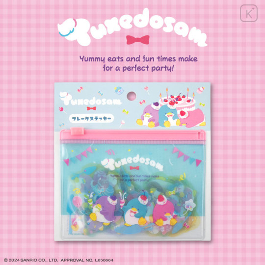 Japan Sanrio Clear Sticker with Mini Zipper Case - Tuxedosam / Anniversary - 1