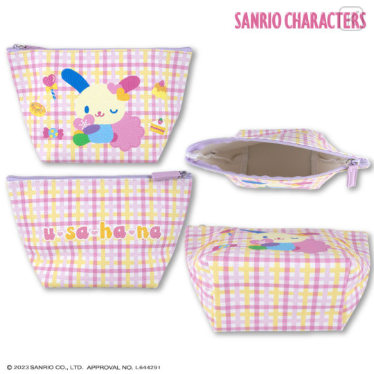 Japan Sanrio Boat-Shaped Pouch - Usahana / Gingham - 1