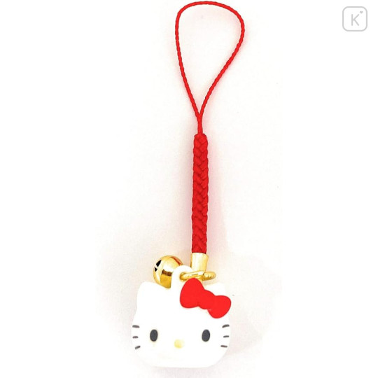 Japan Sanrio Tiny Charm Face-shaped Bell Netsuke - Hello Kitty - 1