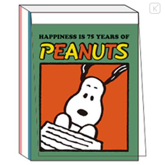 Japan Peanuts Mini Notepad - Snoopy / 75th Anniversary Green - 1