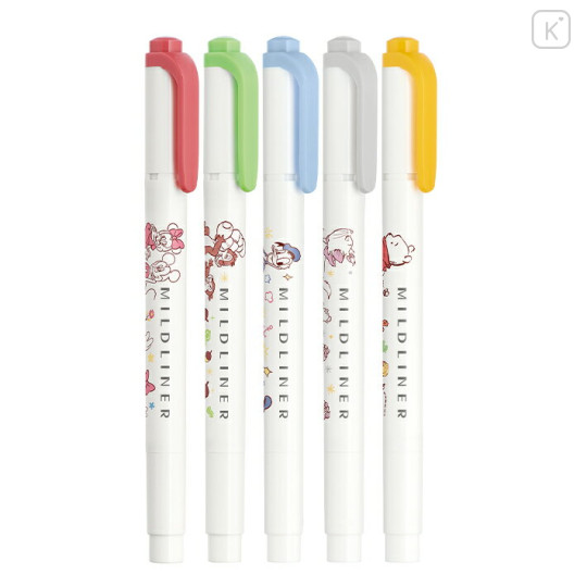 Japan Disney Mildliner Double-Sided Highlighter Set - Mickey & The Aristocats & Winnie the Pooh - 2