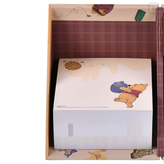 Japan Disney Store Sticky Notes & Memo Pad & Pen Stand - Winnie the Pooh / Thoughtful Spot - 6