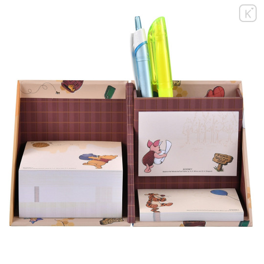 Japan Disney Store Sticky Notes & Memo Pad & Pen Stand - Winnie the Pooh / Thoughtful Spot - 8