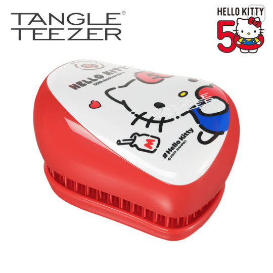 Japan Sanrio Tangle Teezer Hair Care Brush Compact Styler - Hello Kitty 50th Anniversary Red - 1