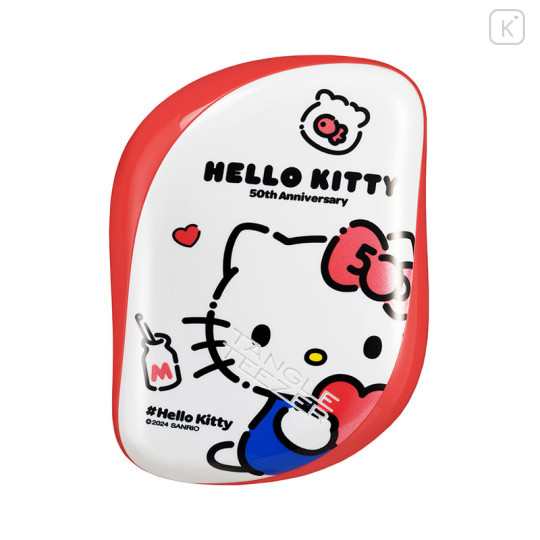 Japan Sanrio Tangle Teezer Hair Care Brush Compact Styler - Hello Kitty 50th Anniversary Red - 2