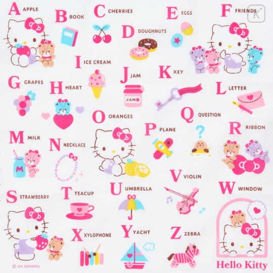 Japan Sanrio Original Handkerchief - Hello Kitty / Alphabet - 2