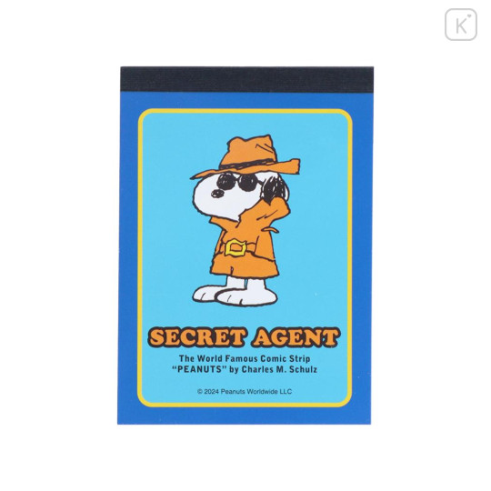 Japan Peanuts Mini Notepad - Snoopy / Secret Agent Blue - 1