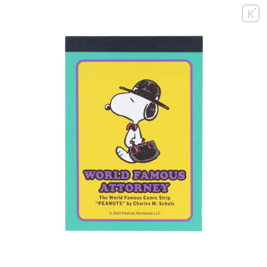 Japan Peanuts Mini Notepad - Snoopy / World Famous Attorney - 1