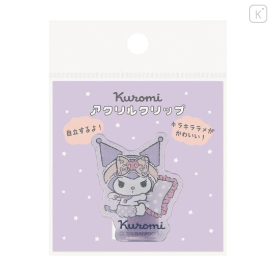 Japan Sanrio Acrylic Clip - Kuromi / Angels Relaxing Night Time Glitter - 3