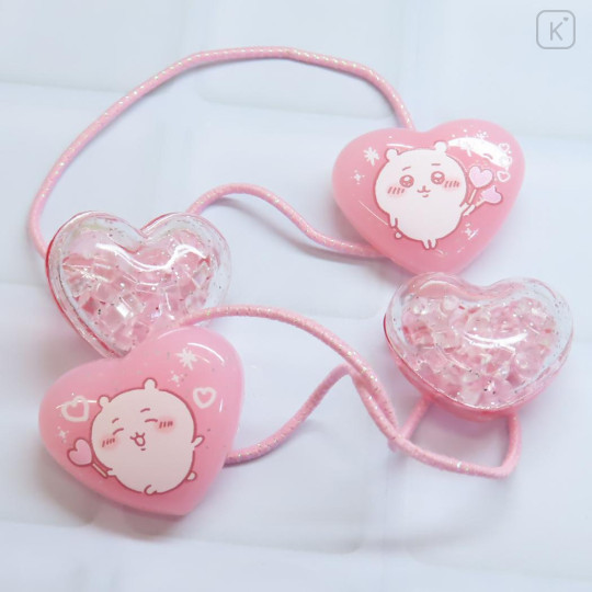 Japan Chiikawa Mascot Hair Tie Set - Chiikawa / Heart Giltter Bead - 2