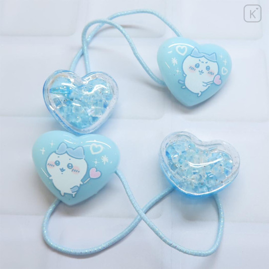 Japan Chiikawa Mascot Hair Tie Set - Hachiware / Heart Giltter Bead - 2