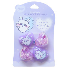 Japan Chiikawa Mascot Hair Tie Set - Momonga / Heart Giltter Bead