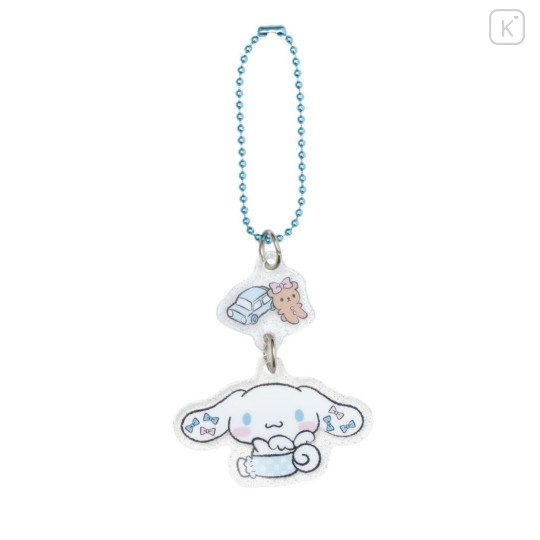 Japan Sanrio Acrylic Keychain - Cinnamoroll / Angels Relaxing Night Time Glitter - 1