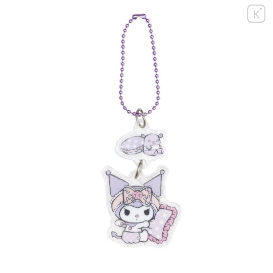 Japan Sanrio Acrylic Keychain - Kuromi / Angels Relaxing Night Time Glitter - 1