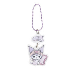 Japan Sanrio Acrylic Keychain - Kuromi / Angels Relaxing Night Time Glitter