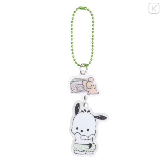 Japan Sanrio Acrylic Keychain - Pochacco / Angels Relaxing Night Time Glitter - 1