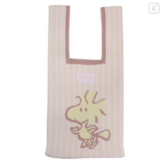 Japan Peanuts Jacquard Woven Mini Tote Bag - Snoopy & Woodstock / Beige Pink - 1