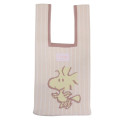 Japan Peanuts Jacquard Woven Mini Tote Bag - Snoopy & Woodstock / Beige Pink - 1