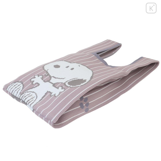 Japan Peanuts Jacquard Woven Mini Tote Bag - Snoopy / Charlie Pale Grey Pink - 2