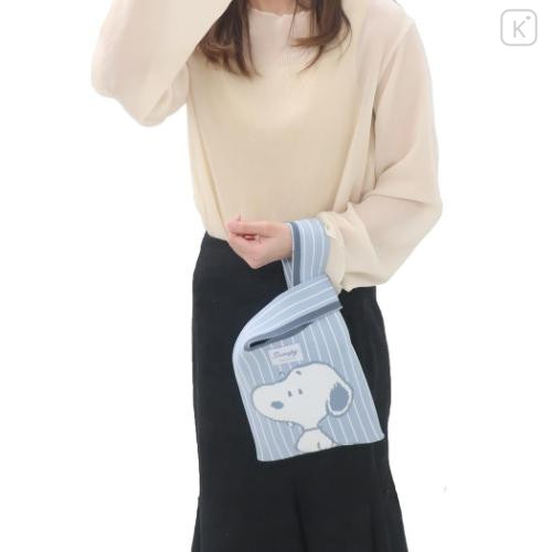 Japan Peanuts Jacquard Woven Mini Tote Bag - Snoopy : Pale Blue - 5