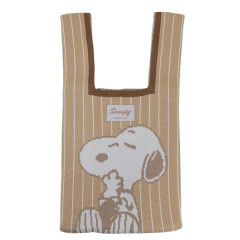 Japan Peanuts Jacquard Woven Mini Tote Bag - Snoopy / Pale Brown