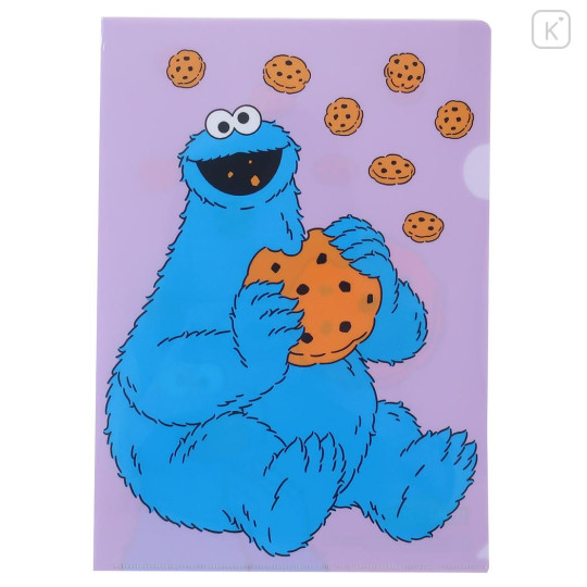 Japan Sesame Street A4 Clear File Folder - Cookie Monster / Purple - 1