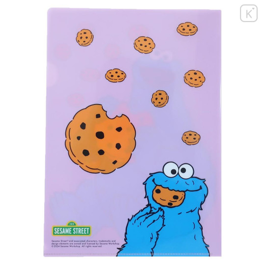 Japan Sesame Street A4 Clear File Folder - Cookie Monster / Purple - 2