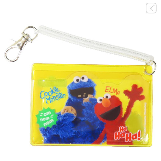 Japan Sesame Street Pass Case Card Holder - Elmo & Cookie Monster / Clear Yellow - 1