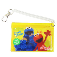 Japan Sesame Street Pass Case Card Holder - Elmo & Cookie Monster / Clear Yellow