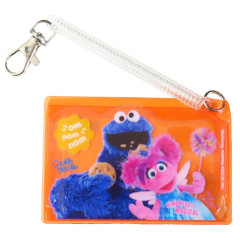 Japan Sesame Street Pass Case Card Holder - Cookie Monster / Clear Orange