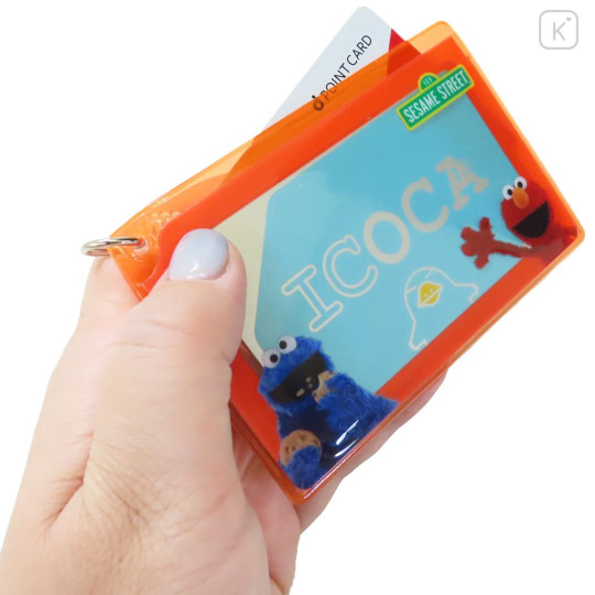 Japan Sesame Street Pass Case Card Holder - Cookie Monster / Clear Orange - 2