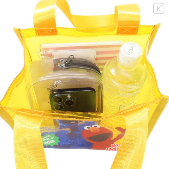 Japan Sesame Street Mini Tote Bag - Elmo & Cookie Monster / Clear Yellow - 3