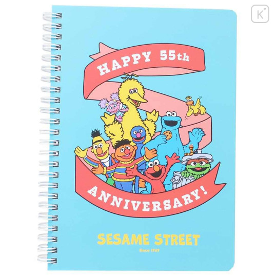 Japan Sesame Street A5 Ring Notebook - Pinocchio / Happy 55th Anniversary Blue - 1