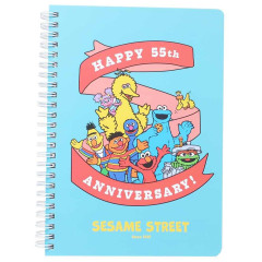 Japan Sesame Street A5 Ring Notebook - Pinocchio / Happy 55th Anniversary Blue