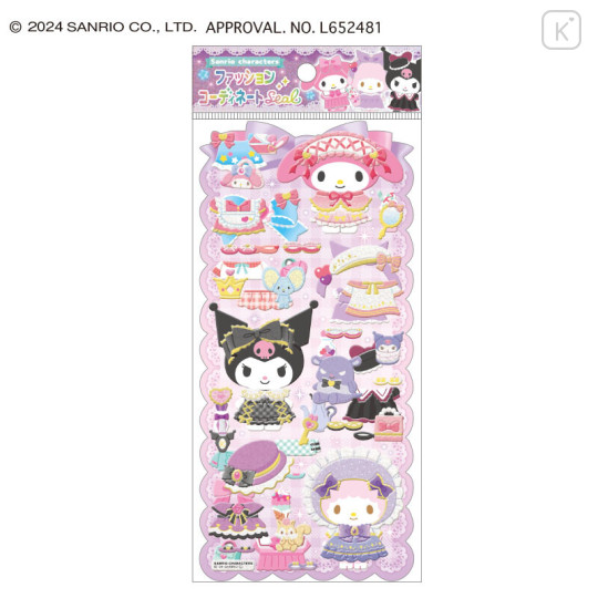 Japan Sanrio Playing Sticker - Kuromi & My Melody & My Sweet Piano / Dress Up - 1