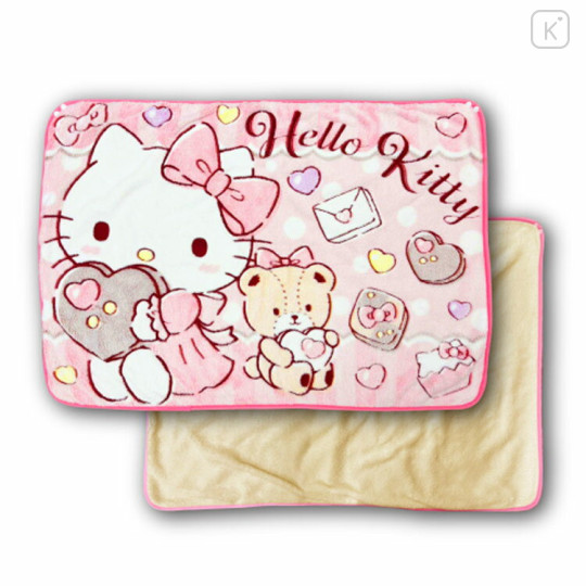 Japan Sanrio Fluffy Blanket - Hello Kitty / Tiny Chum Chocolate Pink - 2