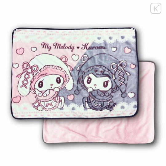 Japan Sanrio Fluffy Blanket - Kuromi & My Melody / Midnight Melokuro - 2