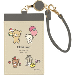 Japan San-X Pass Case with Reel - Rilakkuma / Basic Rilakkuma Favorite Things