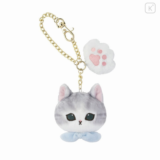 Japan Mofusand Mascot Paw & Gold Keychain - Cat / Grey White - 1