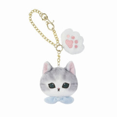 Japan Mofusand Mascot Paw & Gold Keychain - Cat / Grey White